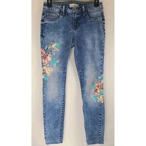 Jessica Simpson Girls 13 Kiss Me Skinny Jeans Floral Print Cropped Raw Hem